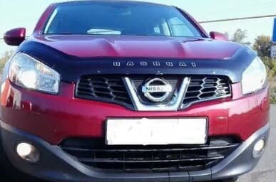 Дефлектор капота (мухобойка) NISSAN QASHQAI/Qashqai +2 2009-2014 г.в (Ниссан Кашкай) Вип Тюнинг